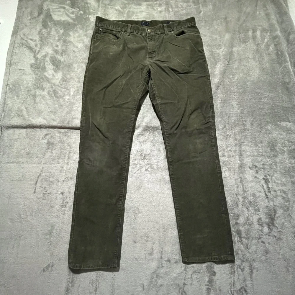 J.Crew Corduroy Pants Mens 33x30 (Meas. 35x29) Olive Green Flex Slim Fit J7334
